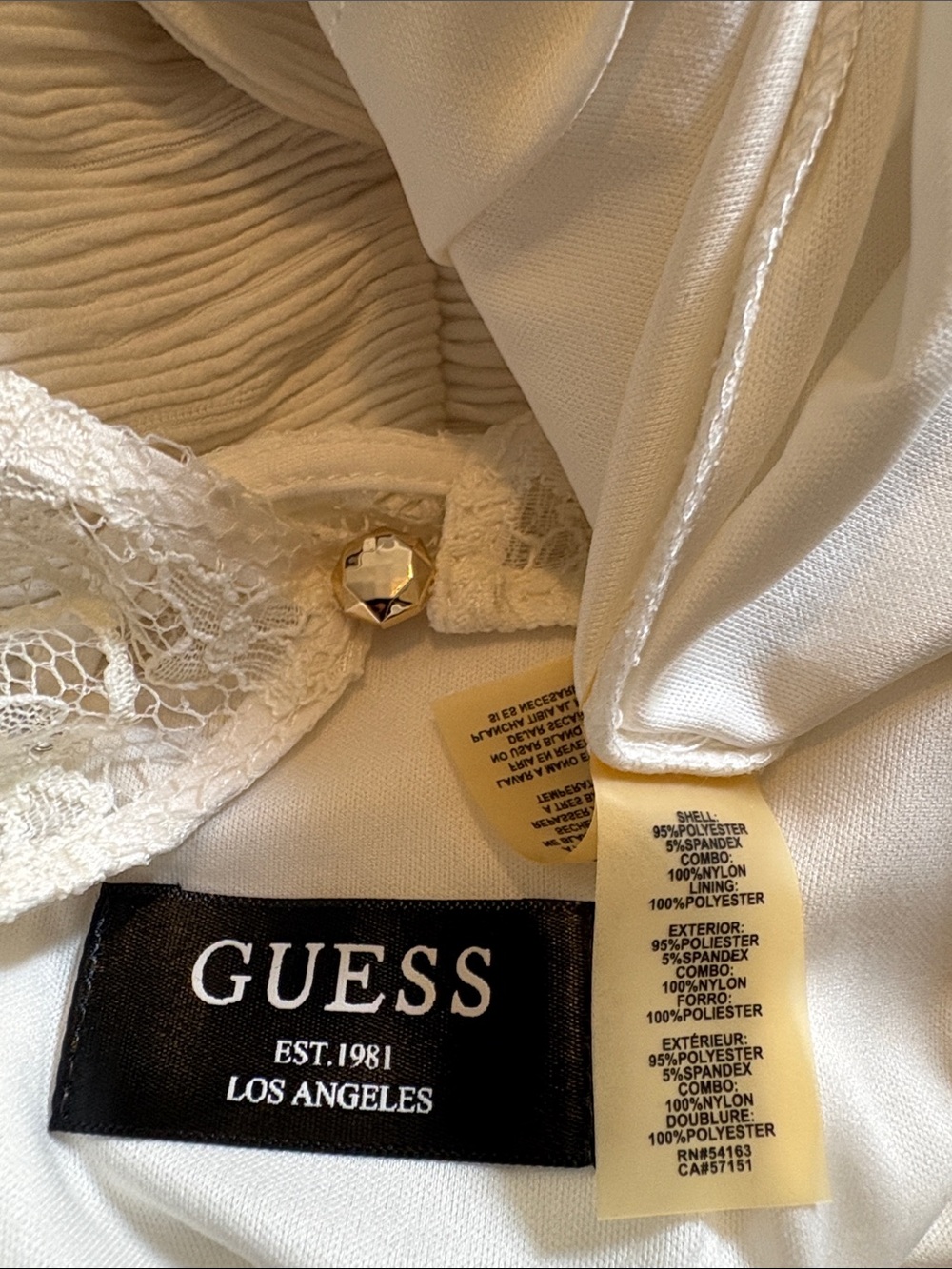 Guess Size 6 White Lace Yoke Sleeveless Mini Dress - Picture 4 of 4